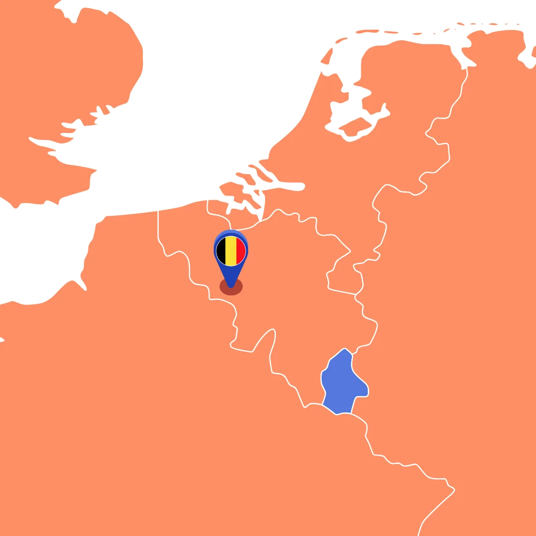 Kaart van Belgie met de Pin op Bergen