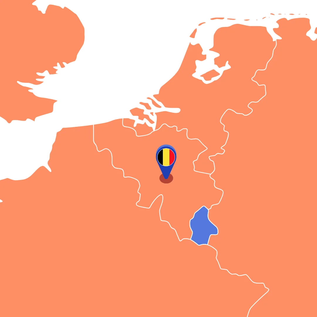 Kaart van Belgie met de Pin op Namen